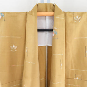Tsumugi Kimono pongee pongeon pongeon flower pattern single clothing wide collar silk silk casual kimono tailoring
