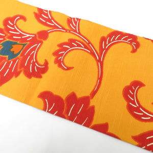 Nagoya Obi Obika Ohana Orange Orange x Rokurakushi 8 -inch pure silk tailoring kimono Casual Casual Length 357cm