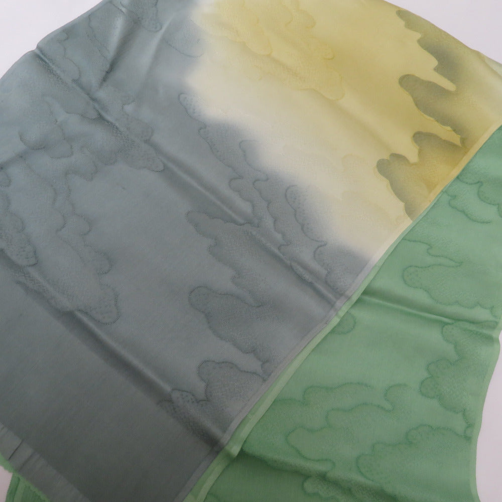 Obiage Pure Silk Green x Yellow x Blue Green Blurry Cloud Land Silk 100 % Casual Formal Length 183cm Beautiful goods