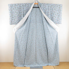 Load image into Gallery viewer, Komon single clothing wide -collar light blue ivory flower pure silk square size discipline with yarn with thread