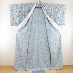 Komon single clothing wide -collar light blue ivory flower pure silk square size discipline with yarn with thread