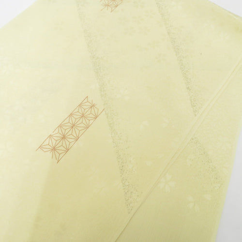 Obi -fried pure silk cream Color small crest pattern ground pattern 100 % Casual length 177cm