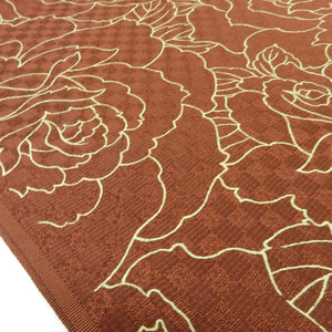 Obi -fried silk brown brown rose Pattern pattern terrain 100 % Silk Casual