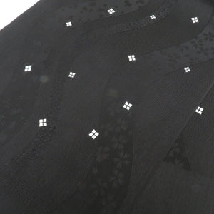 Obi -fried silk Black Komon pattern terrain 100 % Silk Casual length 174cm