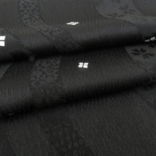 Load image into Gallery viewer, Obi -fried silk Black Komon pattern terrain 100 % Silk Casual length 174cm