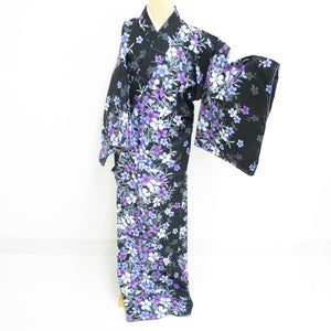 Kimon Washable Kimono Black Baddle Pattern Lined Collar Light 167cm L Size Polyester 100 % Casual Walking Walking Walking