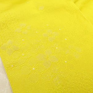 浴衣帯 半幅帯 リバーシブル イエロー・ベージュ 紫陽花 網目 長さ360cm ポリエステル 洗える 未使用