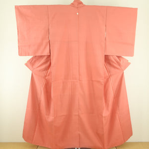 One crest pongee one crest kashiwa crest lined wide collar red orange pure silk tailoring kimono 158cm used