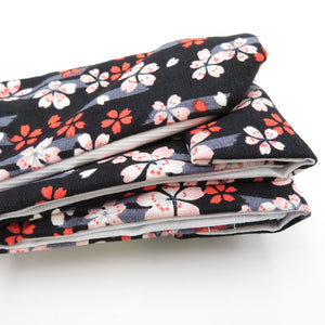 柄足袋 23.5cm 黒色 桜に矢羽根柄 さくら 底面白色 日本製 たびや 一輪館 綿100％ 4枚こはぜ レディース 女性用 足袋 カジュアル 新品