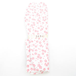 柄足袋 24.5cm 白色 小桜柄 さくら 底面白色 日本製 たびや 一輪館 綿100％ 4枚こはぜ レディース 女性用 足袋 カジュアル 新品