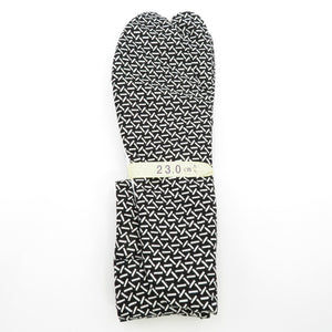 柄足袋 23.0cm 黒色 三角崩し柄 底面白色 日本製 たびや 一輪館 綿100％ 4枚こはぜ レディース 女性用 足袋 カジュアル 新品