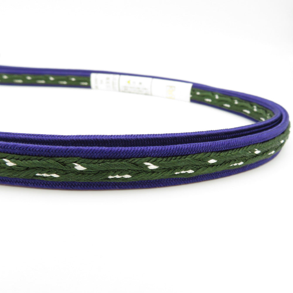 帯締め 平組紐 変わり織 日本製 絹100% 紫・緑色 帯〆 正絹 春秋冬用 大人 レディース 女性 新品