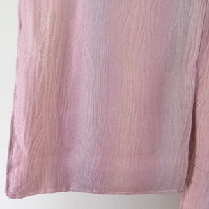 色無地 ぼかし よろけ縞 袷 広衿 薄紫色 正絹 鶴紋 一つ紋 共八掛 フォーマル 仕立て上がり着物 身丈162cm 美品