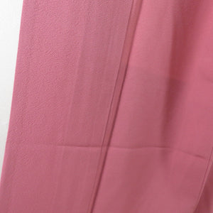 色無地 袷 広衿 赤紫色 正絹 木瓜紋 一つ紋 共八掛 フォーマル 仕立て上がり着物 身丈163cm 美品