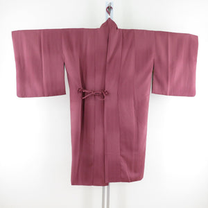 着物コート 道中着 格子 臙脂色 和装 袷仕立て 正絹 ロング丈 身丈110cm 美品