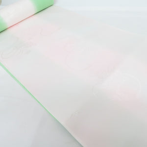 反物 振袖用 長襦袢 ピンク・グリーン 草花に雲取 ポリエステル 洗える 本振用 長さ1800cm 未使用品