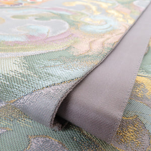 袋帯 波涛天平華文 グレー色 六通柄 正絹 フォーマル 仕立て上がり 長さ432cm 美品