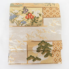 Load image into Gallery viewer, Back Obi Karori Kira Kichi Shobun Silver Six -Pass Pattern Pure Silk Fomal Tailoring Length 425cm Beautiful goods