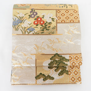 Karo Obi Karaori Kichijo Public Silver Six -Pass Pattern Pure Silk Fomal Tailoring Length 425cm Beautiful goods