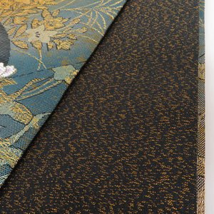 Tsuru Obi Kikutani and Tsuru Black -Green Rokukuro Pattern Pure Silk Formal Formal Tailoring Length 444cm Beautiful goods