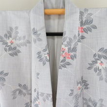 Load image into Gallery viewer, Tsumugi Kimono White Flower Leaf Pure Silk Lined Bee Bachi Casual Tailoring Light 162cm