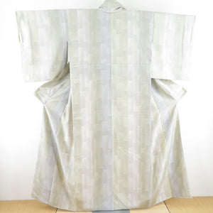 御召 正絹 グラデーション 袷 広衿 灰緑色 カジュアル着物 仕立て上がり 身丈156cm 美品