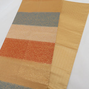 Back Obi Side Side Striped Striped Six -Pass Pure Silk Kinjin Formal Kimono War Length 432cm Beautiful goods