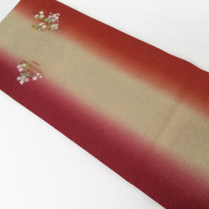 袋帯 膨れ 桜 染め柄 赤紫色 お太鼓柄 正絹 セミフォーマル 仕立て上がり 着物帯 長さ452cm