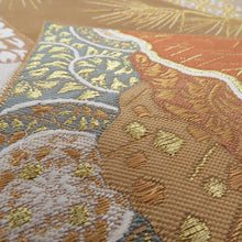 Load image into Gallery viewer, Nishijin Oribubi belt Kawamura Textile Nishiki Single Song Selection Hand Weave Gold Rokukuro Pattern Pure Silk Silk Formal Kimono Bearing Length 440cm Beautiful goods
