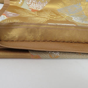 Nishijin Obi Back Obi Kawamura Textile Nishiki Single Song Selection Hand Weave Gold Rokuko Six Pattern Pure Silk Silk Star Formal Kimono Length 440cm Beautiful goods