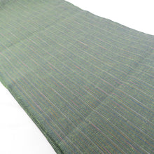 画像をギャラリービューアに読み込む, 反物 着尺 浜松木綿 縞 緑色 未仕立て品 日本製 着物生地 長さ1350cm 未使用品