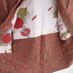 Haori Antique Long Haori Meisen Abstract Pure Silk Brown Retro Taisho Roman Romance Kimono 93cm