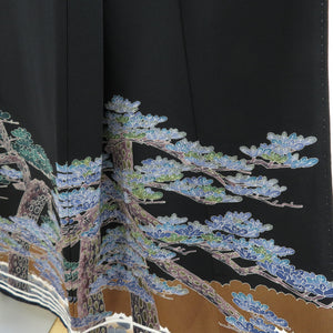 Kuromyode Original Kaga Yuzen Yoshinoten Sugiura Nobu Matsu Matsu Matsu Matsu Matsu Matsuzo Introduction Pure Silk History Lined Wide collar dressing Kimono Formally tailored