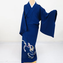Load image into Gallery viewer, Color Tomesode Orchestra Yusen Kaga Den Shimomura Toshiaki Shimomura Strip Blue Writer Pure Silk Pure Lined Wide Collar One Crest Formal Tailor 155cm Beauty