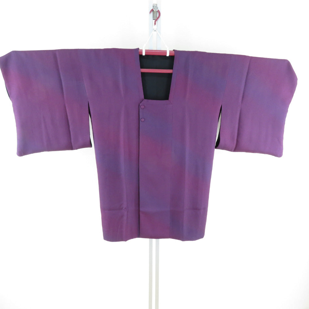 道行 正絹 リバーシブル 無地ぼかし 紫色・黒色 和装コート 袷仕立て