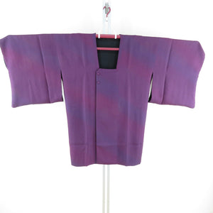 道行 正絹 リバーシブル 無地ぼかし 紫色・黒色 和装コート 袷仕立て 着物用 身丈91cm 美品