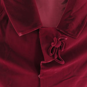着物コート ベルベット 無地 赤紫色 和装 防寒着 ヘチマ衿 和洋兼用 身丈81cm 美品