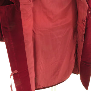 着物コート ベルベット 無地 赤紫色 和装 防寒着 ヘチマ衿 和洋兼用 身丈81cm 美品