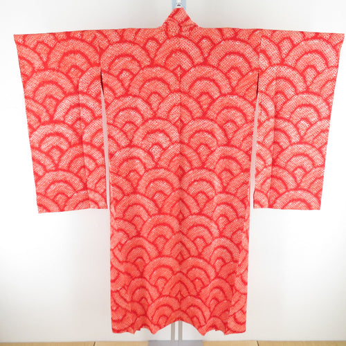 Base Antique Nagamaga Pure Silk Silk Aleen Red Red Collar Retro Taisho Roman Old Kimono 133cm