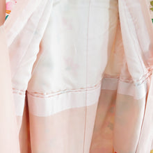 Load image into Gallery viewer, Children&#39;s kimono girls for girls four crests pink pure silk flower raft pink raft lined formal kids girls Shichigosan celebration 89cm beautiful goods