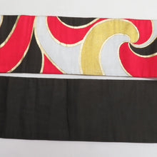 Load image into Gallery viewer, Nagoya Obi Pure Silk Antique Vortex Six Patterns Black Kusakubi Retro Length 345cm