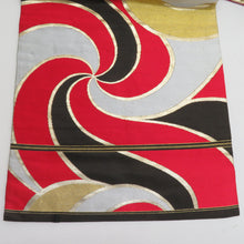 Load image into Gallery viewer, Nagoya Obi Pure Silk Antique Vortex Six Patterns Black Kusakubi Retro Length 345cm