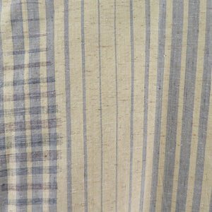 紬 着物 ぜんまい紬 縞柄 織り文様 袷 広衿 灰緑色 正絹 カジュアル