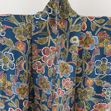 Load image into Gallery viewer, Komon Crepe Flowers Pure Blue Blue Blue Blue Blue Wide Collar Lined Casual Tailoring Kimono 151cm Beautiful goods