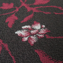 Load image into Gallery viewer, Nagoya Obi Ori -Putter Flower Aquarium Bun Public Year Black Brown Six Pattern Pure Kimono Length 375cm Unused