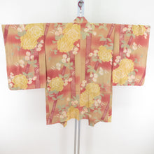 Load image into Gallery viewer, Haori Antique Long Haori Dyeing Point Cosmos Cosmos Bannoton Silk Yellow / Pink Retro Taisho Roman Romance Kimono 89cm