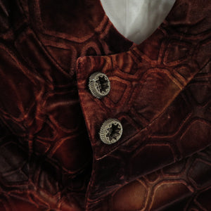 着物コート ベルベット 石畳 茶色 和装 防寒着 ヘチマ衿 和洋兼用
