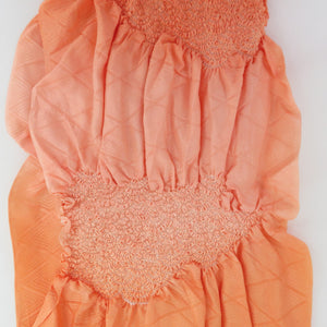 Obi -fried orange color x thin oven -fried kimono -fried Retro squeezed silk 100% gorgeous adult ceremony wedding, etc.