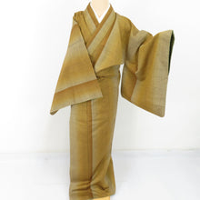 Load image into Gallery viewer, Tsumugi Kimono Gradient Striped Lined Collar Yellow Brown Pure Silk Casual Kimono Tailor