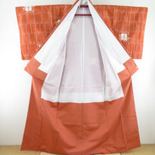 Load image into Gallery viewer, Tsumugi Kimono Rose Rose Lined Collar Orange Silk Casual Casual Kimono Tailor